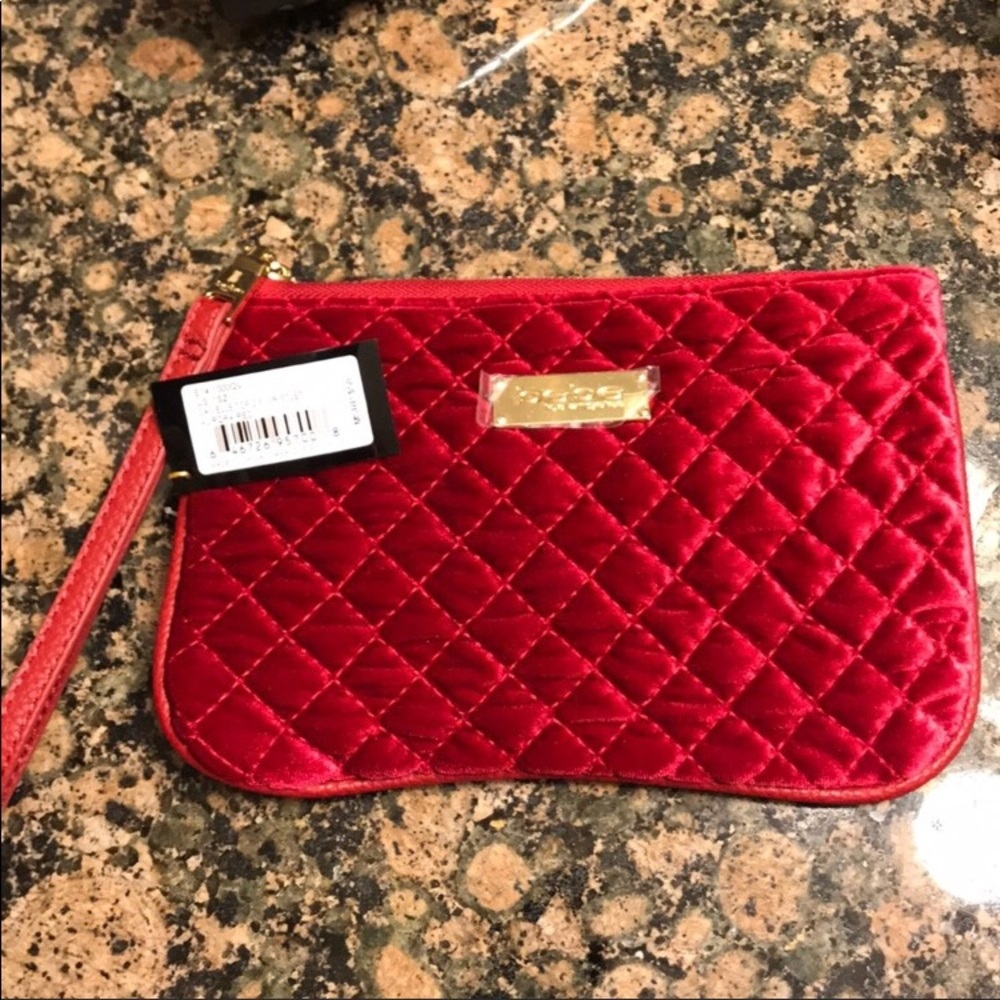 BEBE AURORA RED WRISTLET TOP ZIP RETAIL $58 NWT